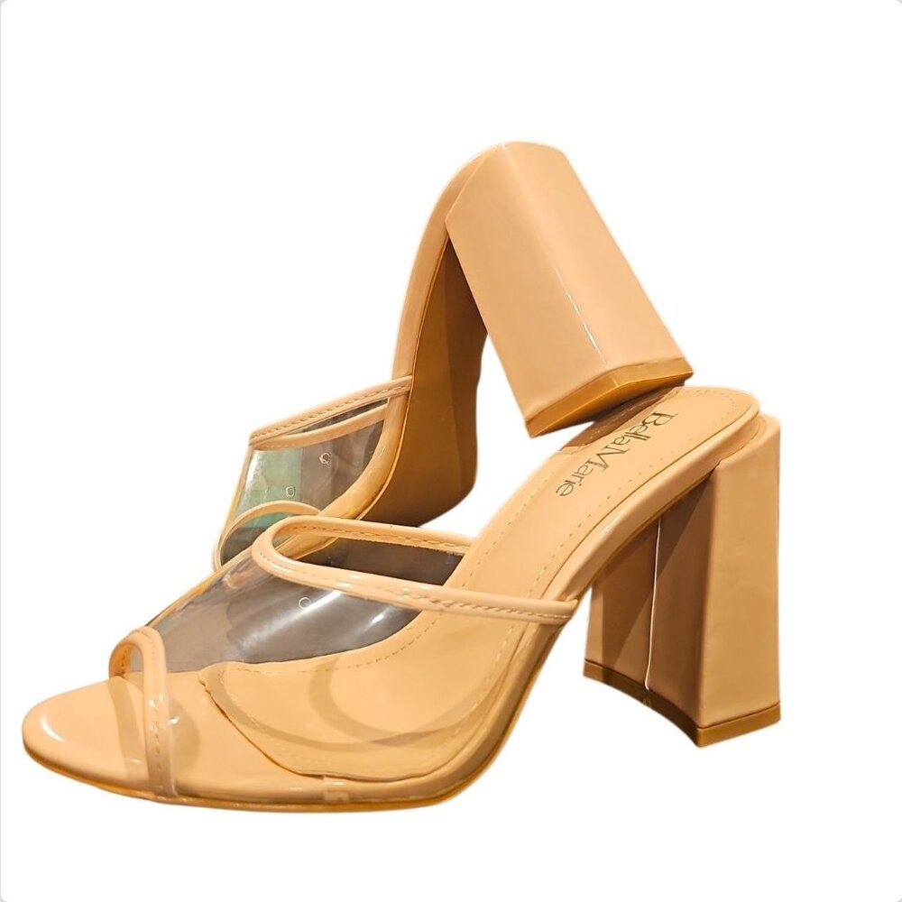 Transparent Clear Nude Block Heel Sandals